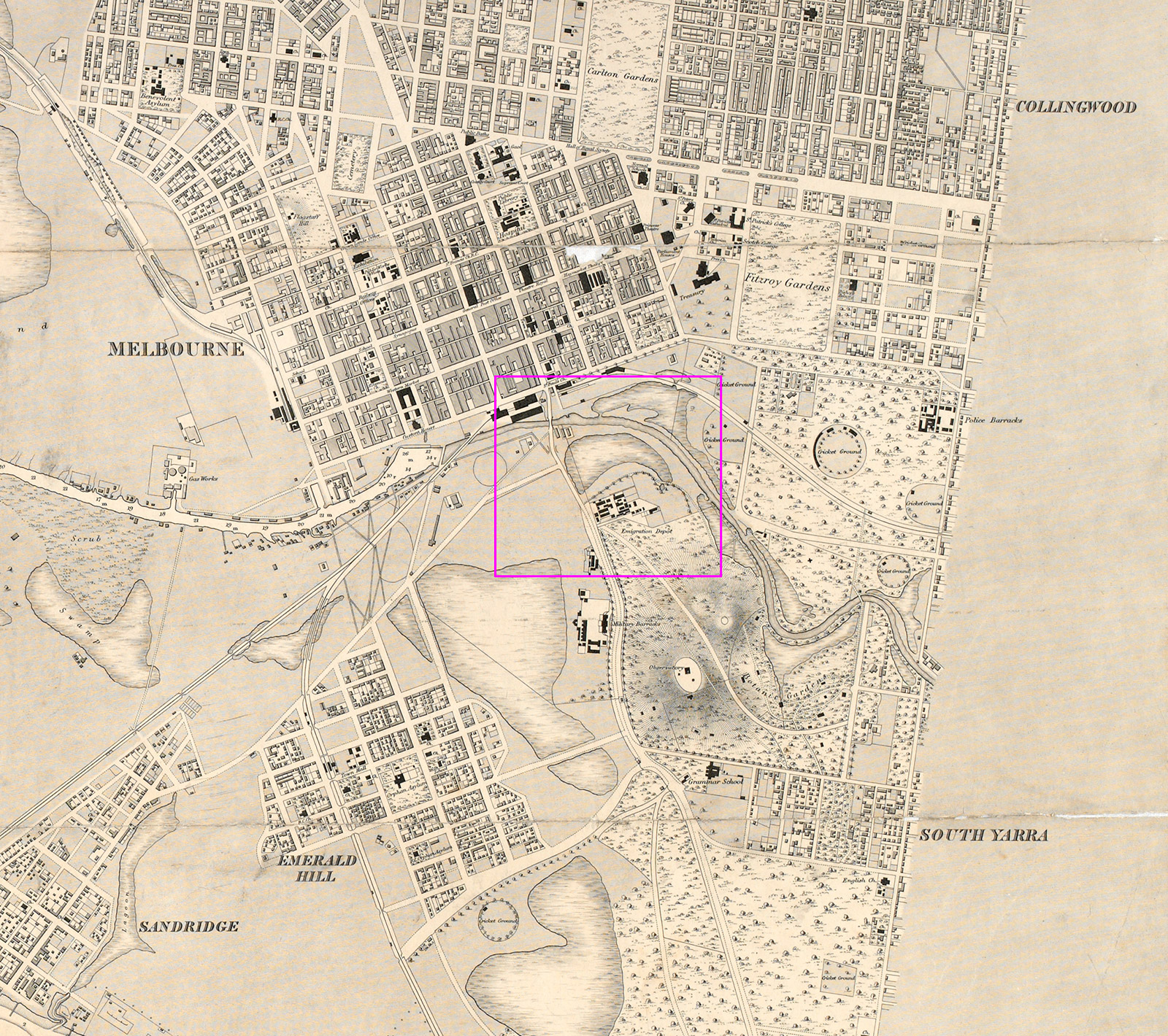 Map of Melbourne 1865